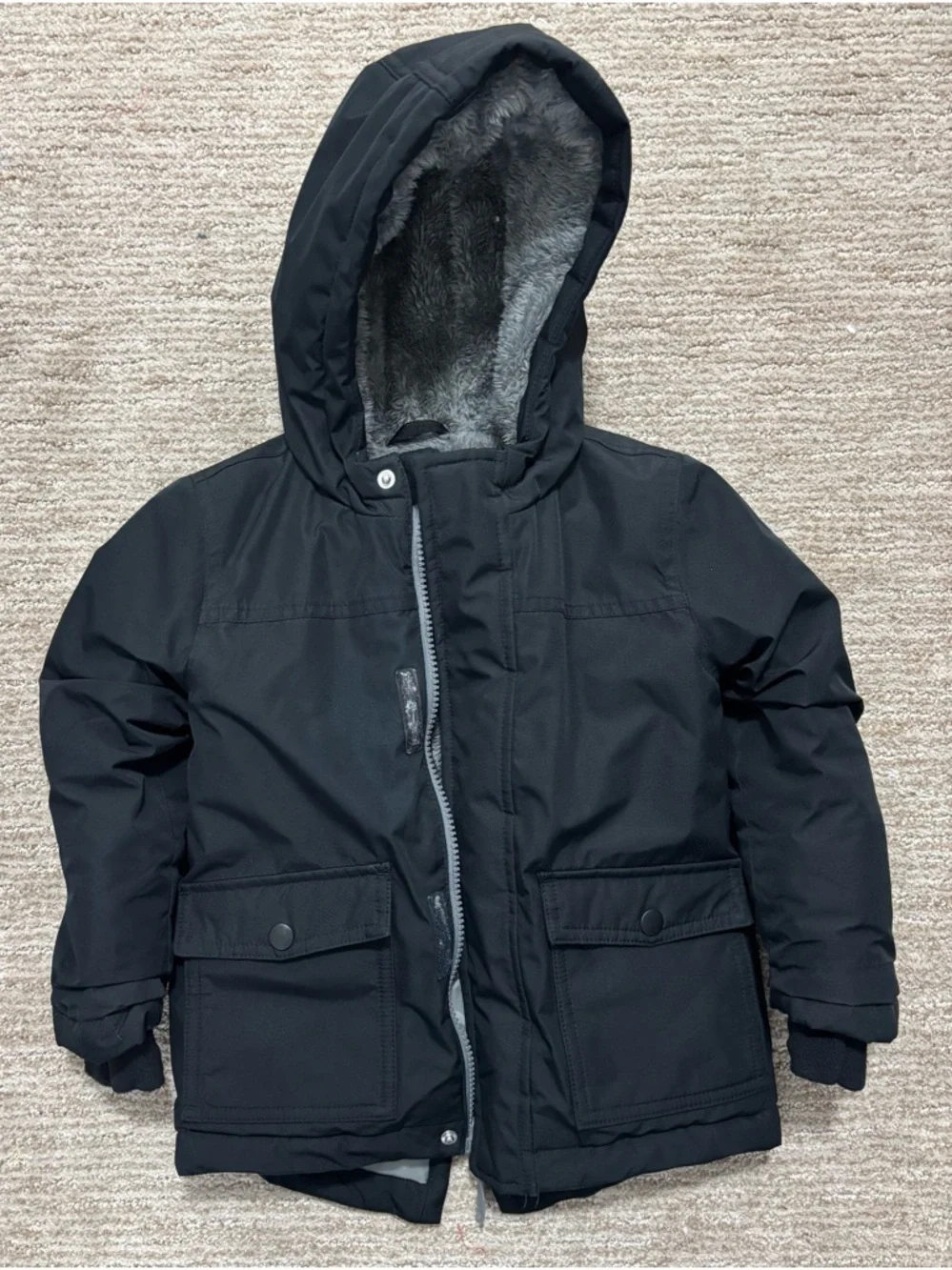 Cat & Jack Black Hooded Puffer Coat Waterproof